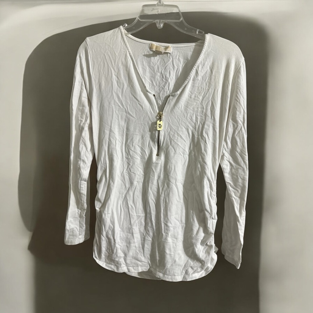 Michael Kors White V-Neck Women's Top